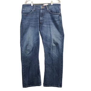Wrangler Men's Relaxed Boot Cut Jeans 34x29 Blue Whiskers Dark Wash Denim